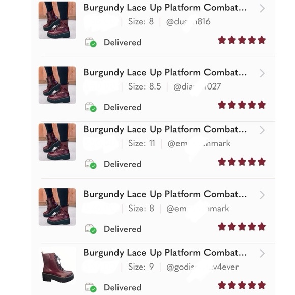 Burgundy Lace Up Platform Combat Boots - Picture 8 of 9